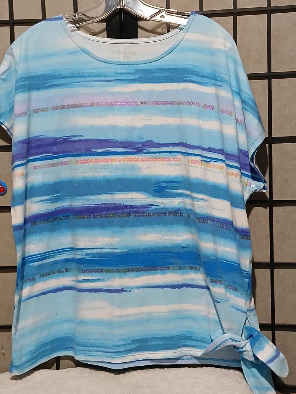 White Stag Blue Striped Tie-Hem Women’s Top